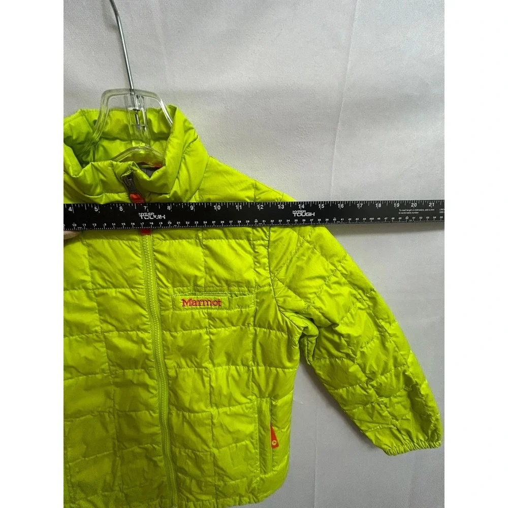 Marmot Kids Neon Lime Green Quilted Full Zip Puffer Jacket Small S/P